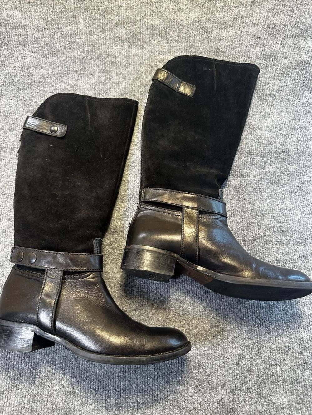 Donna Piu Italian Leather Suede Knee High Boots Sz 39 Equestrian Moto Luxury